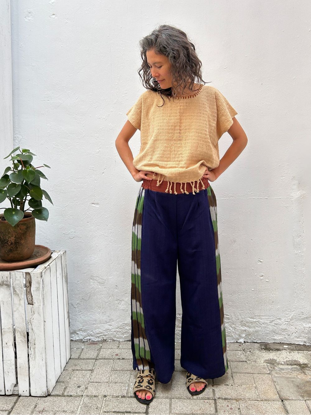 Trousers: Indigo + Side Ikat (S/M)