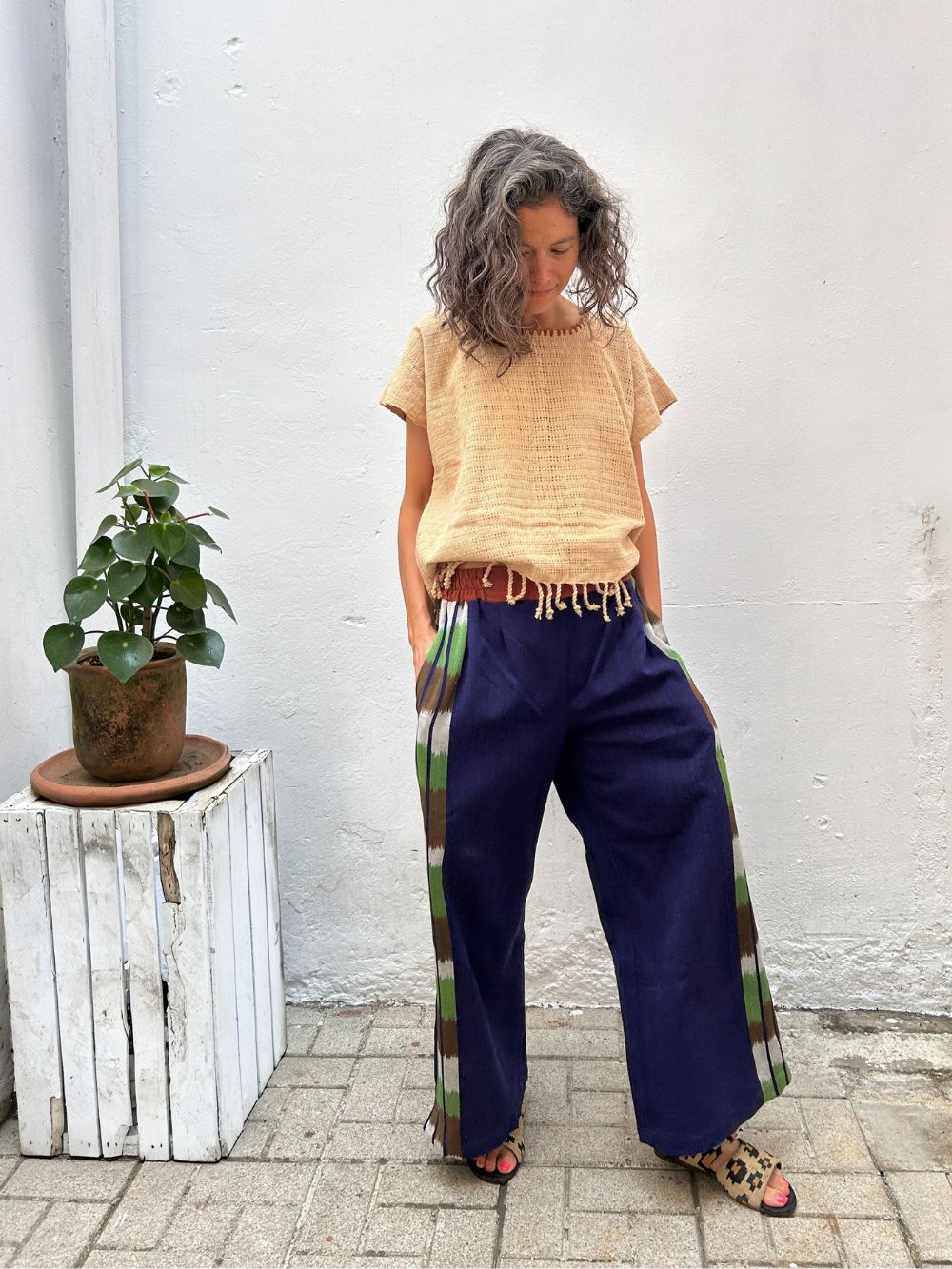 Trousers: Indigo + Side Ikat (S/M)