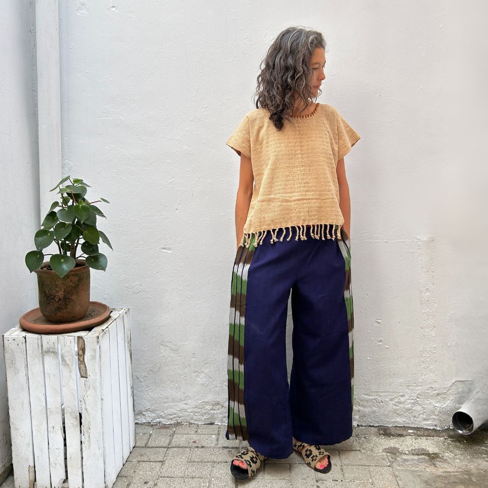 Trousers: Indigo + Side Ikat (S/M)