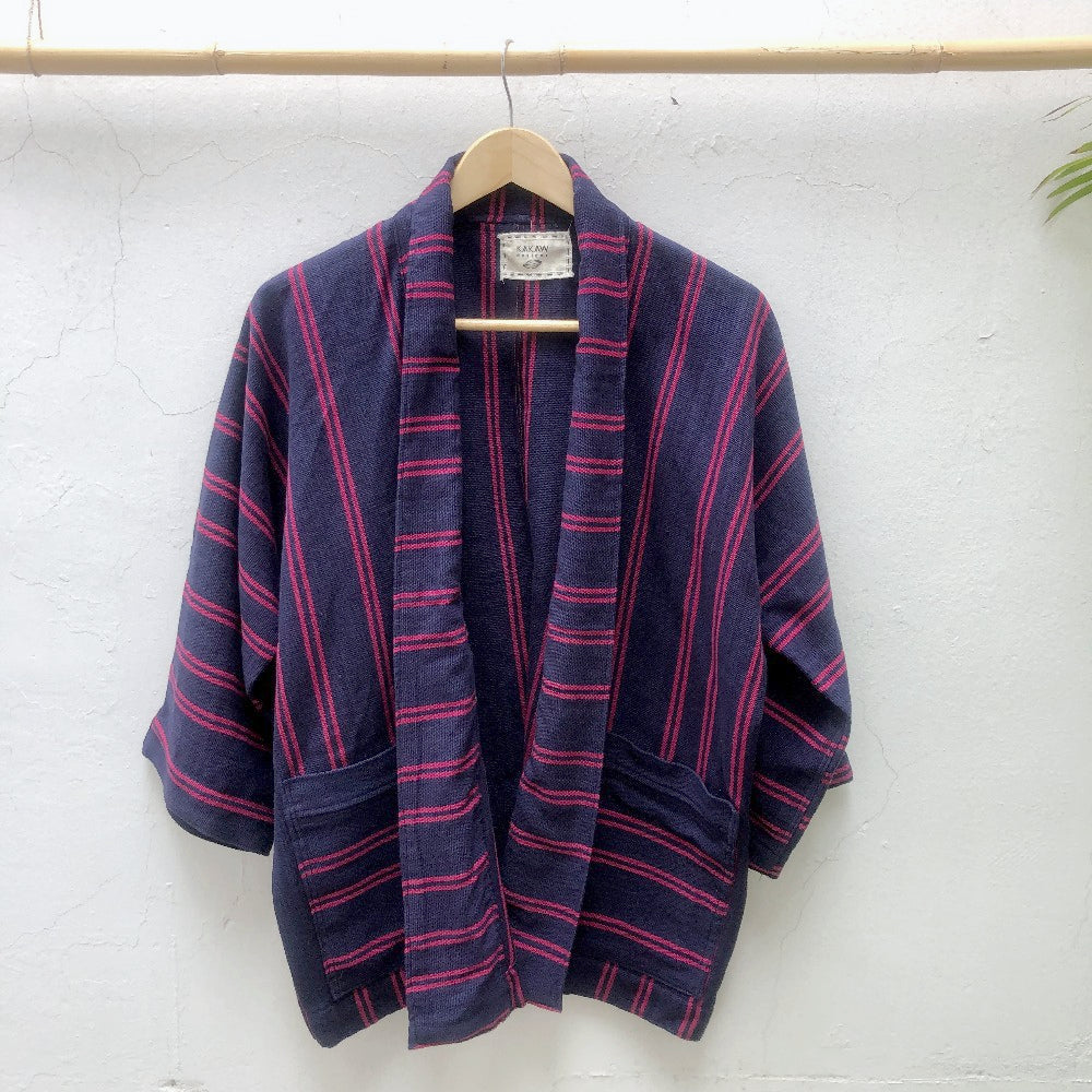The Aiko Jacket: Classic Indigo + Cochineal Red Lines (Long Sleeves 1)