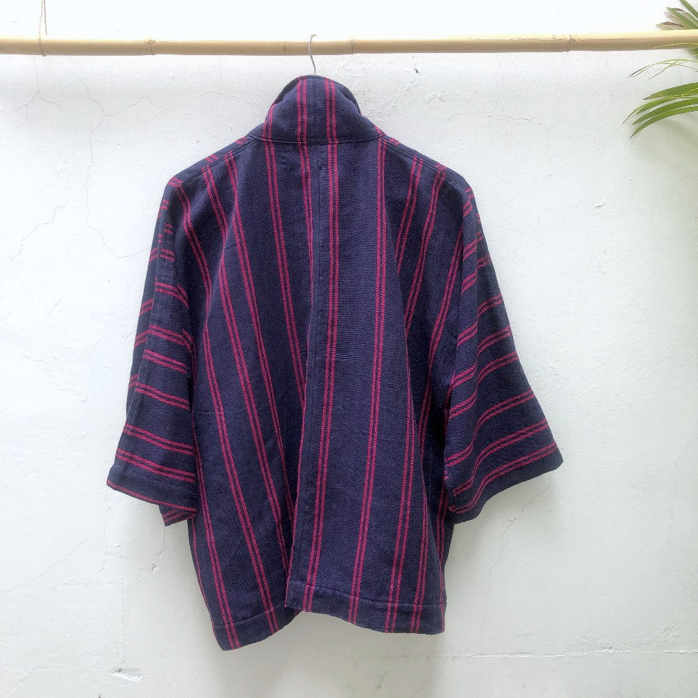The Aiko Jacket: Classic Indigo + Cochineal Red Lines (Long Sleeves 1)