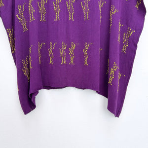 Magenta base woven blouse two panels brocade figures in yellow.