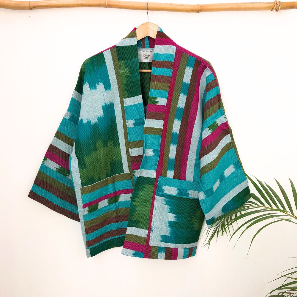 The Aiko Jacket: Colorful Asymmetry Ikat