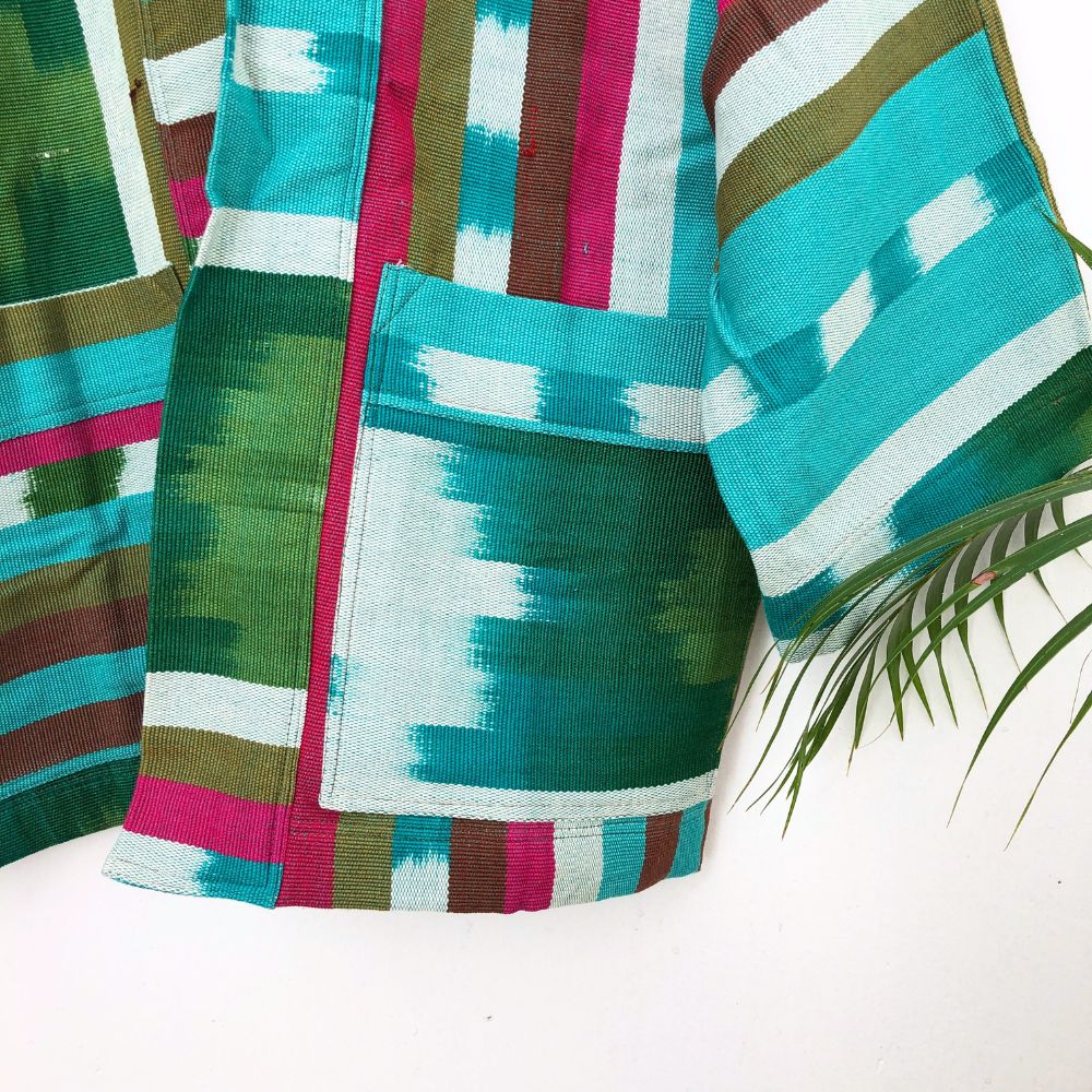 The Aiko Jacket: Colorful Asymmetry Ikat