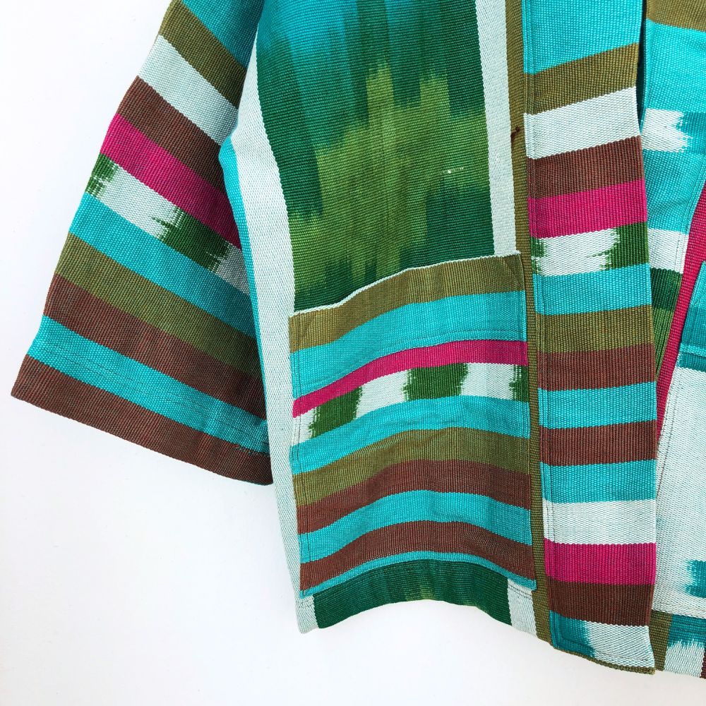 The Aiko Jacket: Colorful Asymmetry Ikat