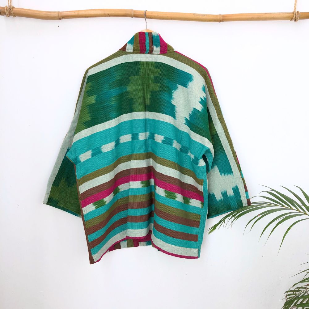 The Aiko Jacket: Colorful Asymmetry Ikat