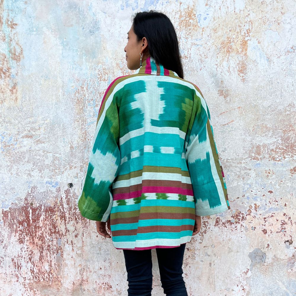 The Aiko Jacket: Colorful Asymmetry Ikat