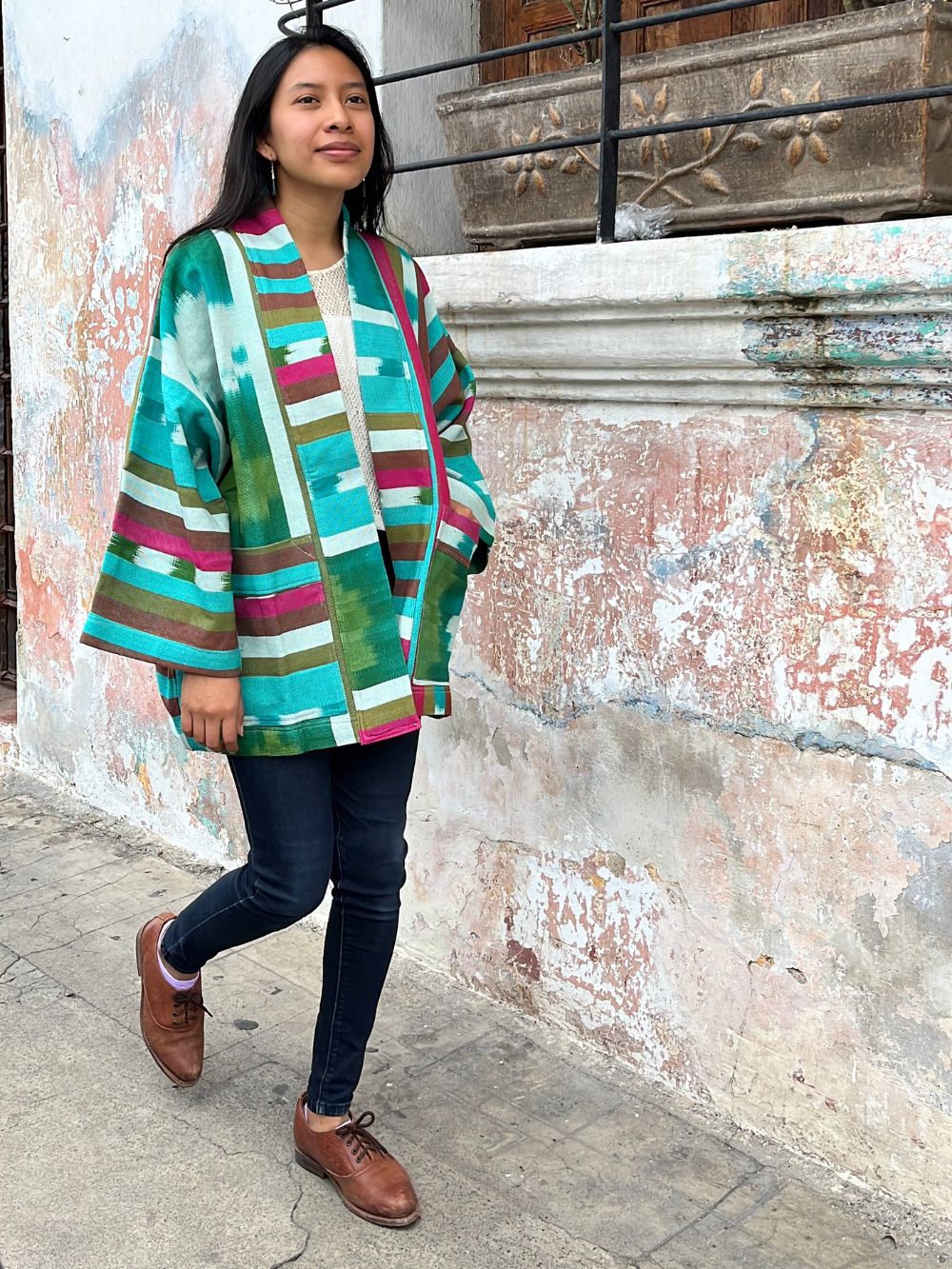 The Aiko Jacket: Colorful Asymmetry Ikat