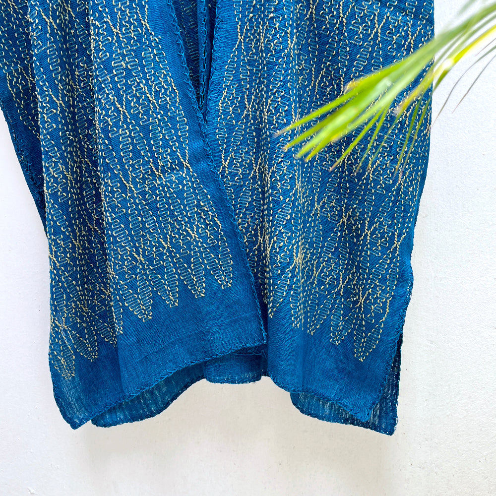 Medium-length Summer Cardigan: Indigo + Chilca