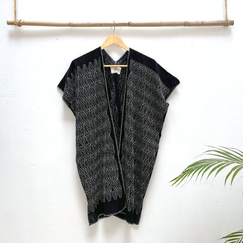 Medium-length Summer Cardigan: Black + Light Grey