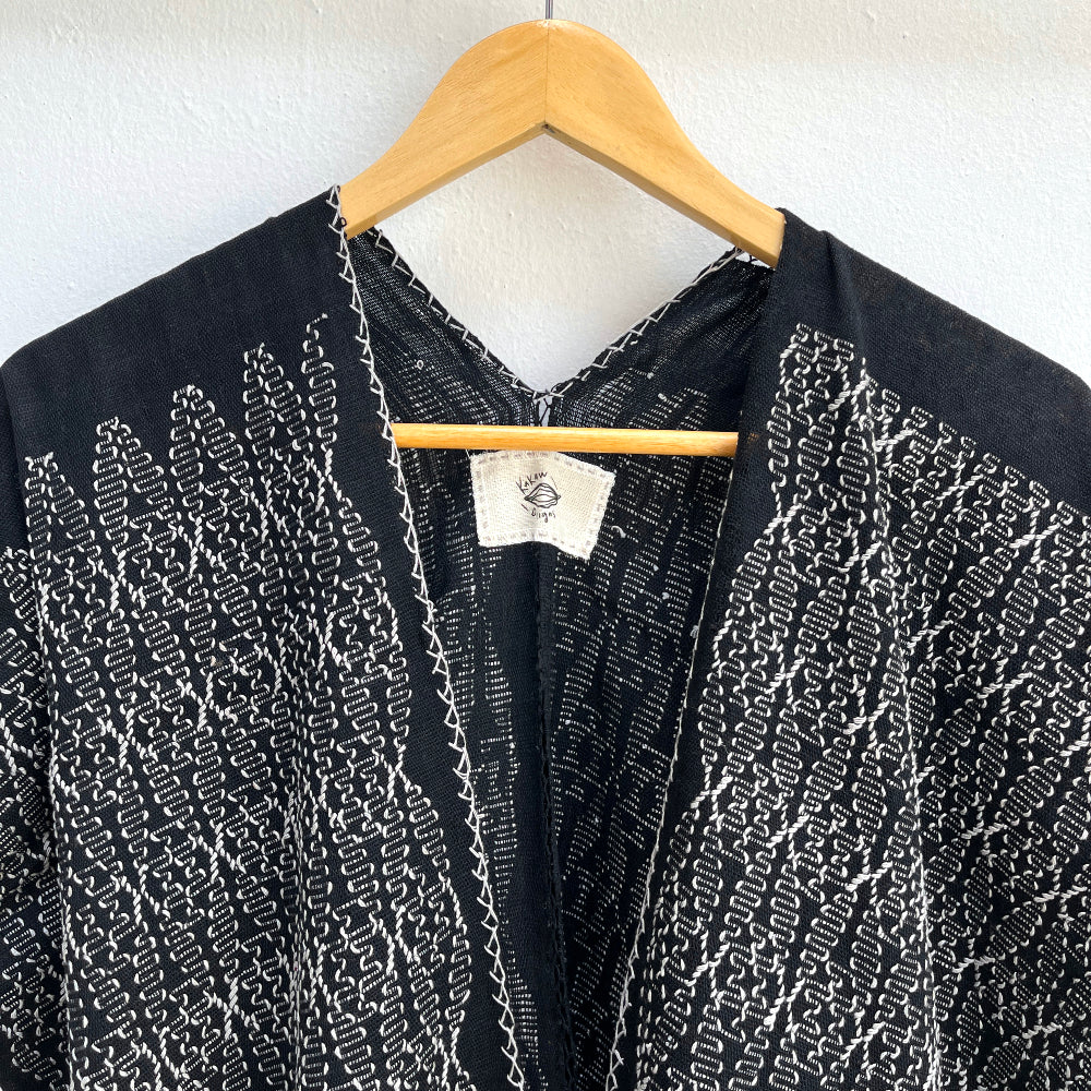 Medium-length Summer Cardigan: Black + Light Grey