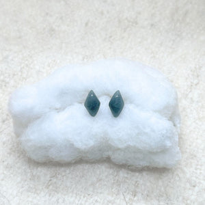 Diamond-Shaped Medium Green Jade Stud Earrings