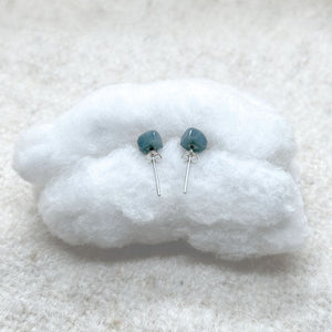 Diamond-Shaped Medium Green Jade Stud Earrings