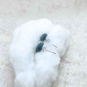 Diamond-Shaped Medium Green Jade Stud Earrings