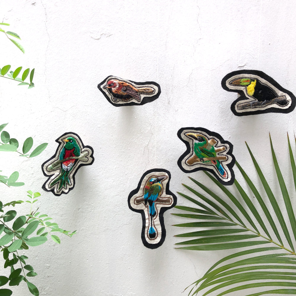  Guatemalan birds emboridered patches 