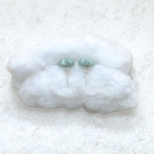 Heart-Shaped Light Green Jade Stud Earrings