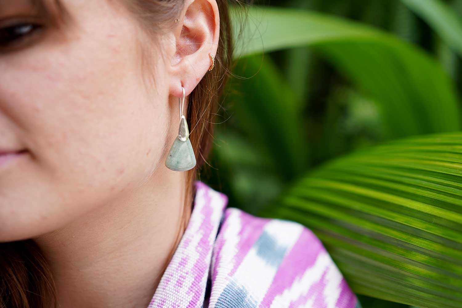 Petal Jade Earrings - Light Green