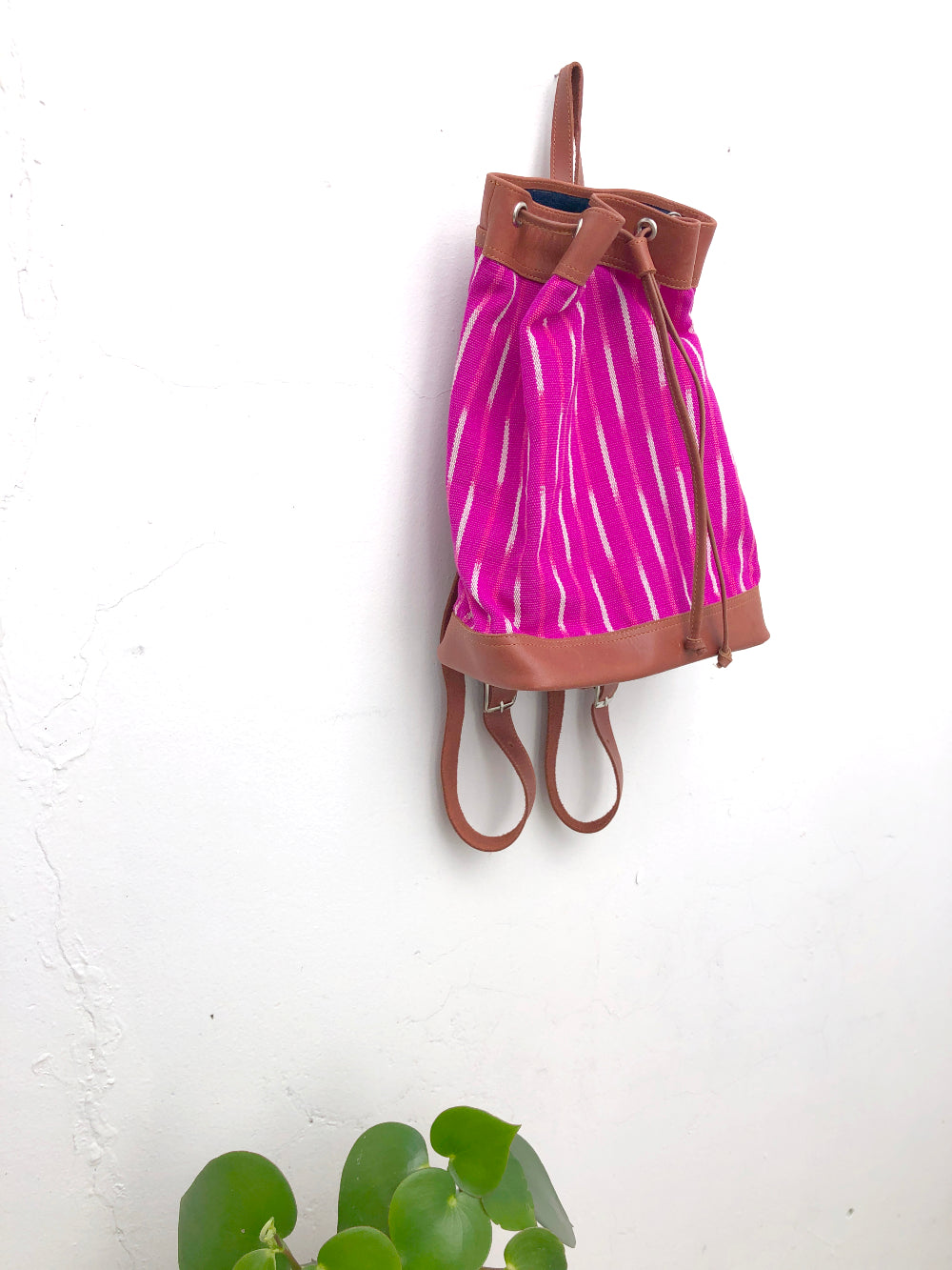 Mini Backpack in Cochineal Bougainvillea 2