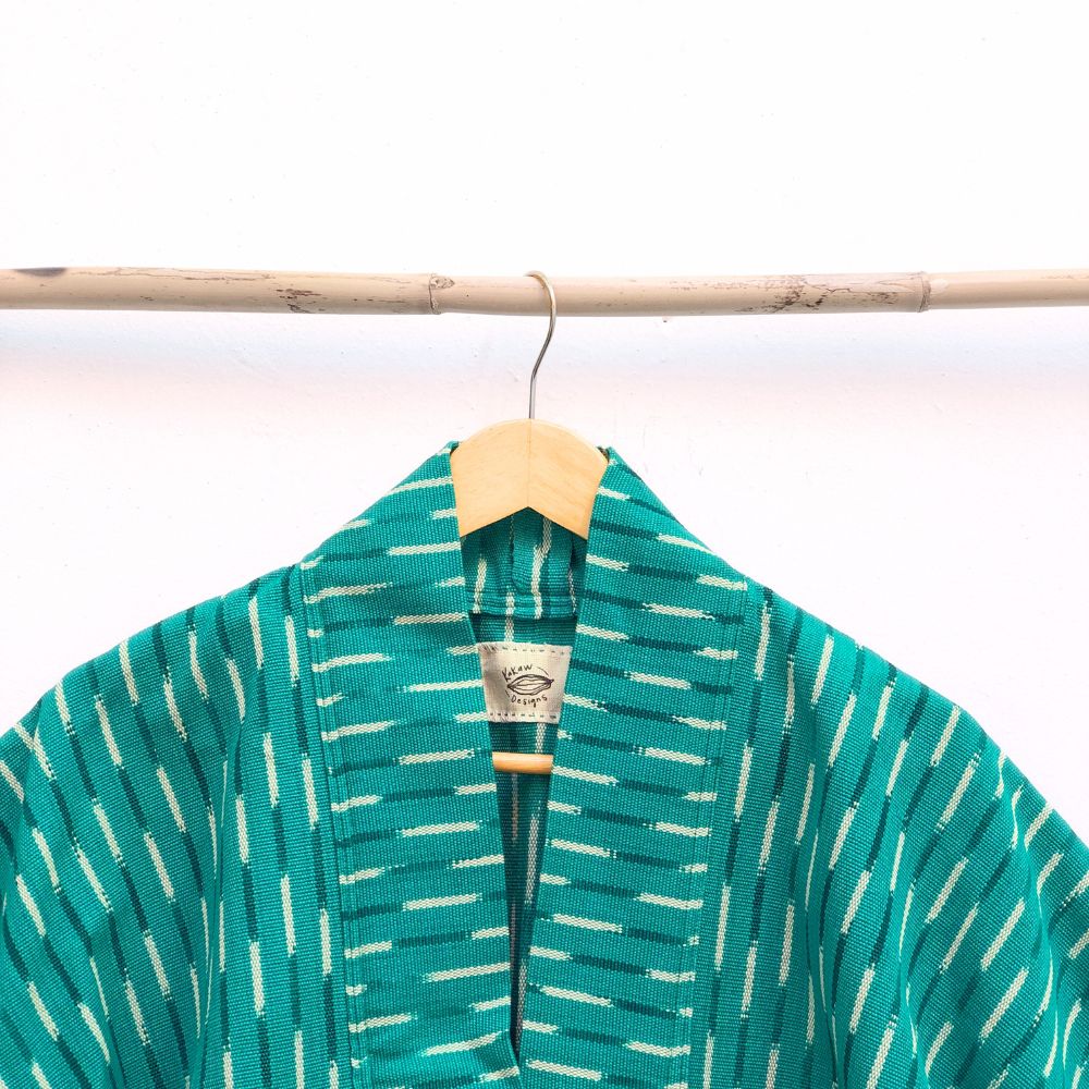 The Aiko Cropped Jacket: Mint Ikat