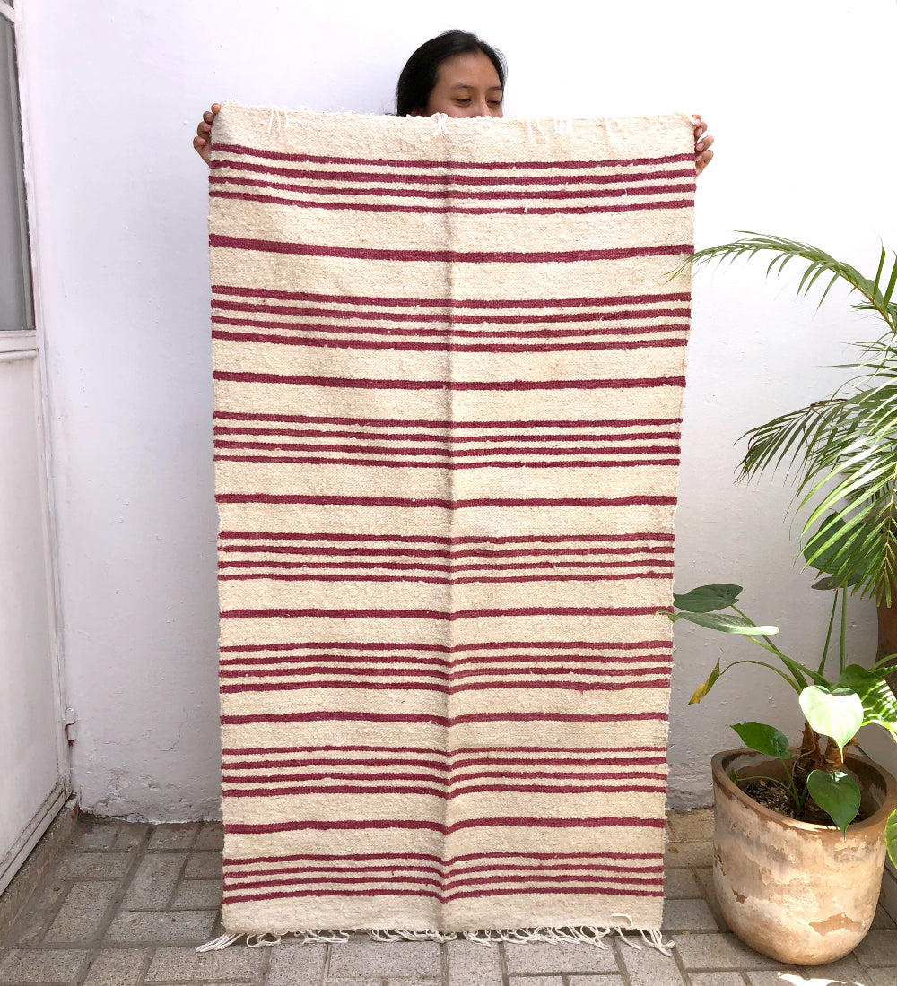 Medium Wool Rug: Pink Stripes