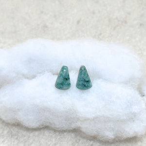 A pair Pear-Shaped Medium Green Jade Stud Earrings white brackground 