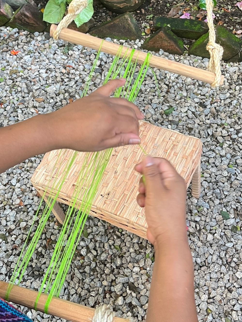 Warp is prepared or weaving a bracelet