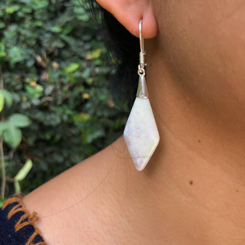 Rhombus Lilac Jade Earrings