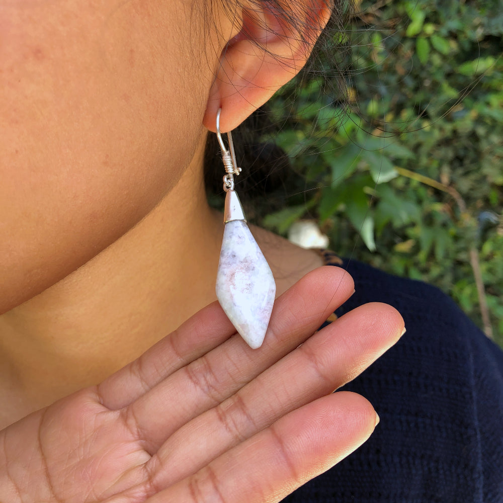 Rhombus Lilac Jade Earrings