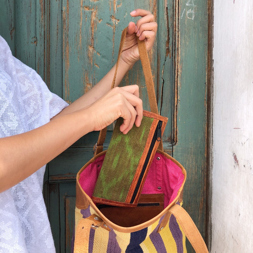 Slim Tote in Indigo Stripes