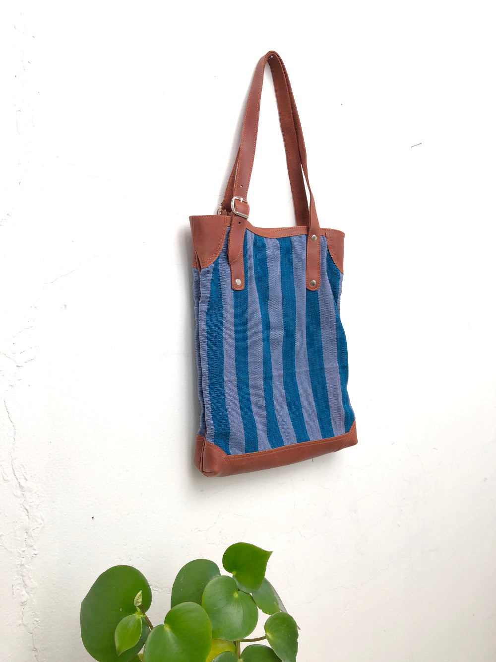 Slim Tote in Indigo Stripes 2