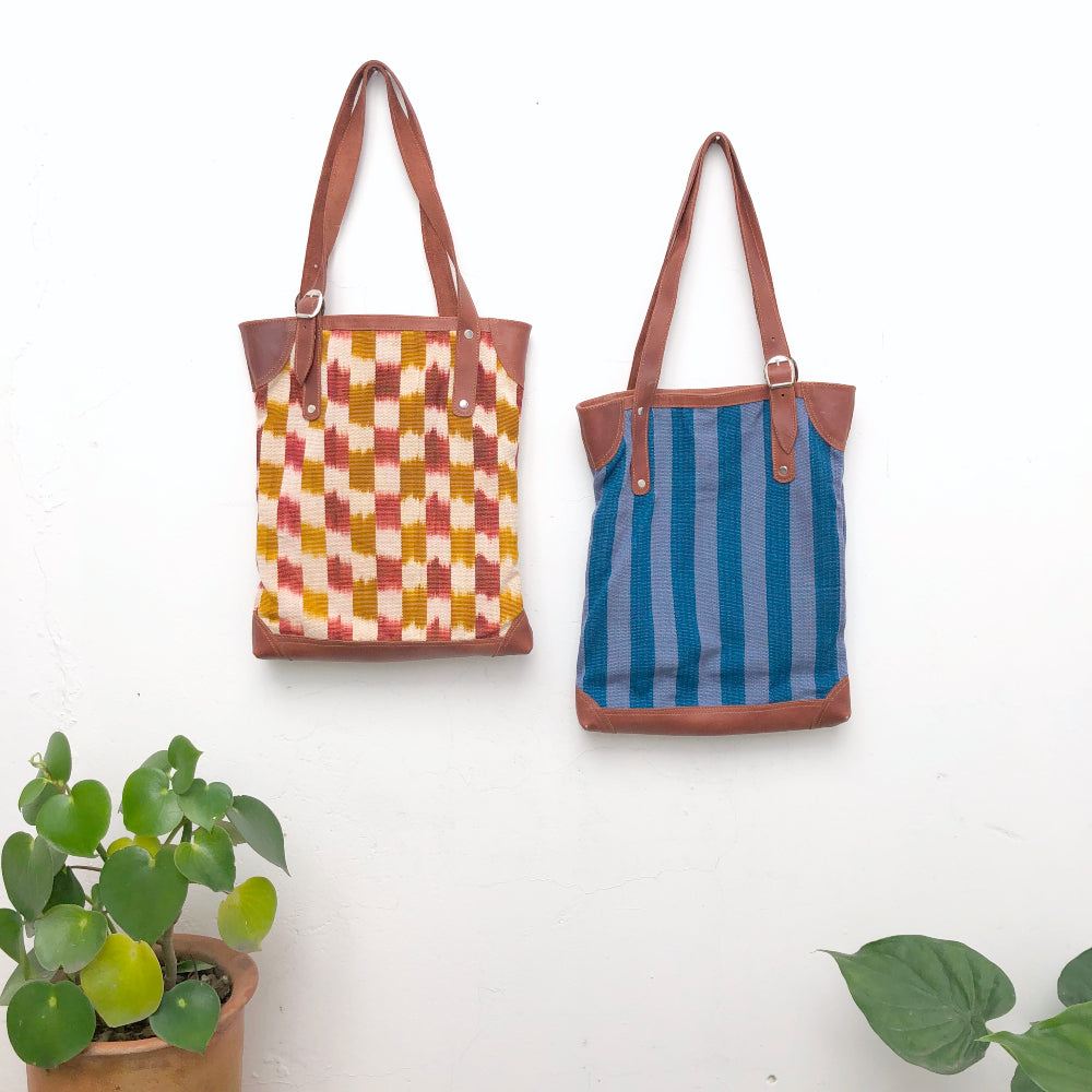 Slim Tote in Indigo Stripes 2