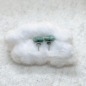 Square-Shaped Medium Green Jade Stud Earrings