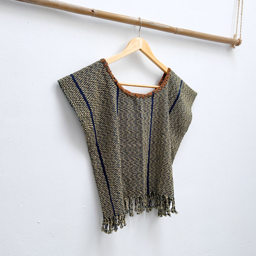 The Lake Top: Cream & Indigo (S)