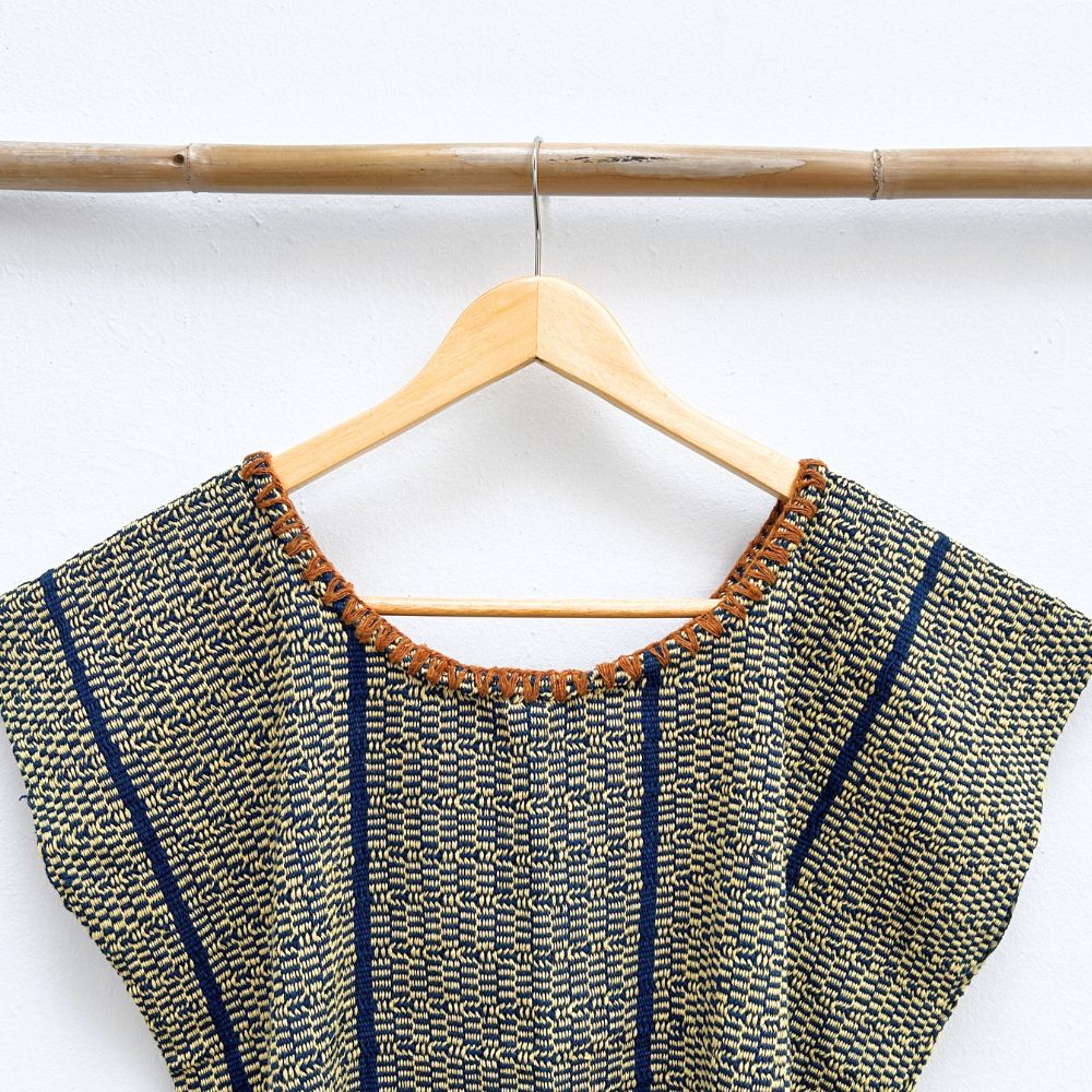 The Lake Top: Cream & Indigo (S)