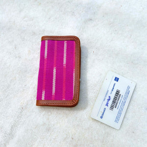 Cardholder with pink and white striped design 