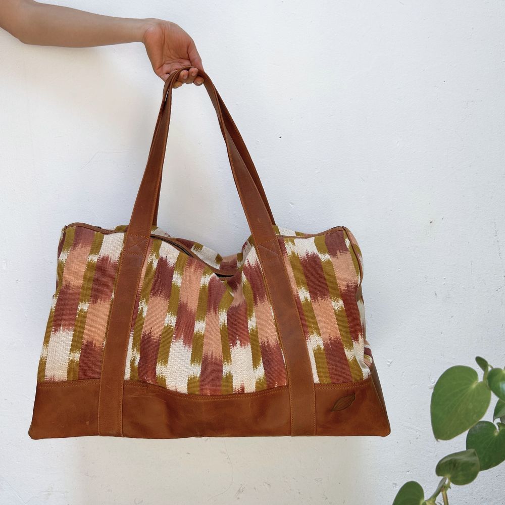 Duffel Bag in Coffee Fields Ikat