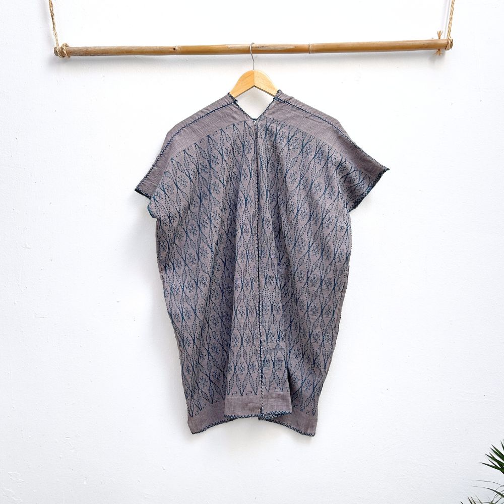 Medium-length Summer Cardigan: Grey + Indigo