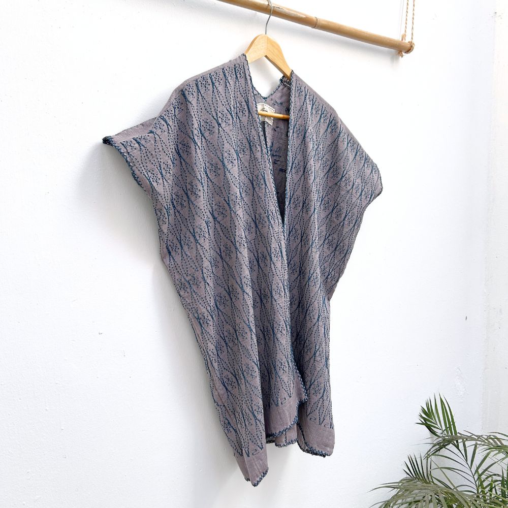 Medium-length Summer Cardigan: Grey + Indigo