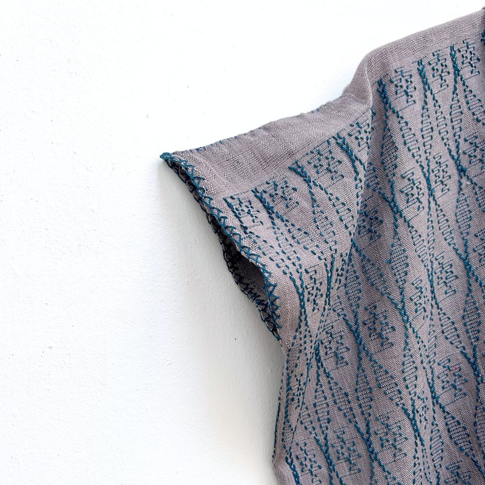 Medium-length Summer Cardigan: Grey + Indigo