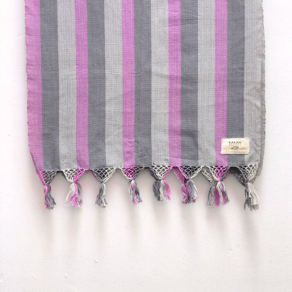 Footloom Scarf in Greys + Pink