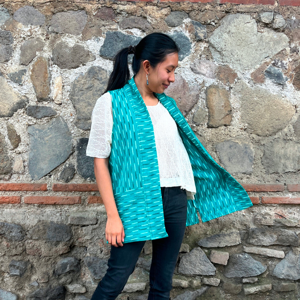 The Artist Vest: Mint Ikat (S)