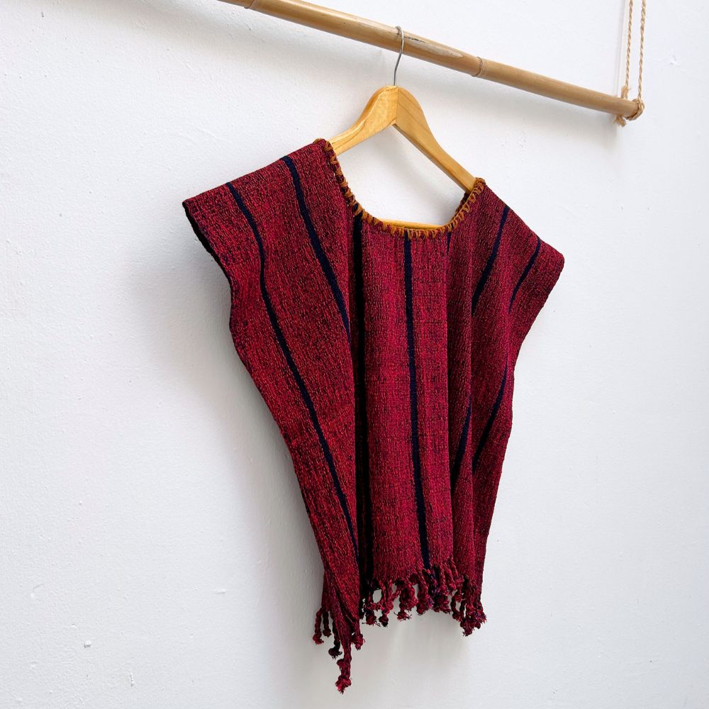 The Lake Top: Red & Dark Indigo (S)