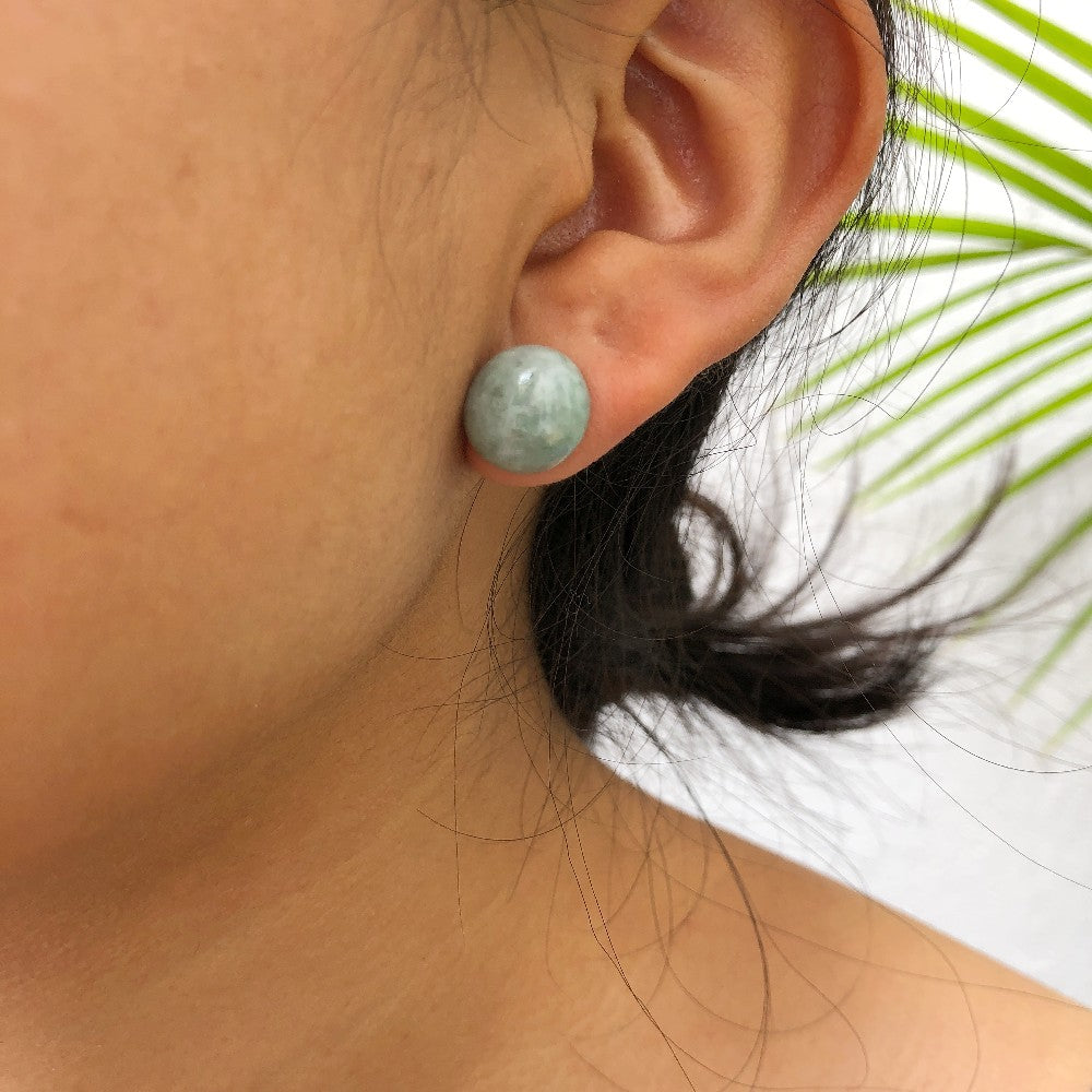 Circle Jade Stud Earrings
