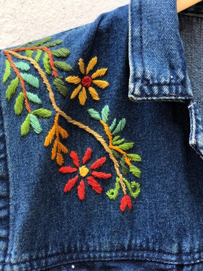 Embroidered Denim Dress by Claribel