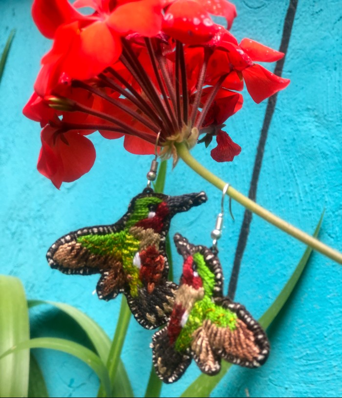 Hummingbird Earrings: Green