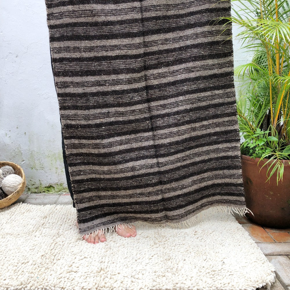 Medium Wool Rug in Natural Browns Stripes