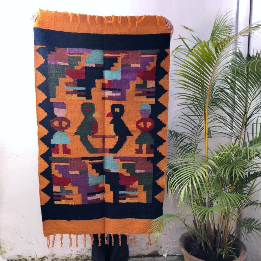 Medium Wool Rug: Quetzal in Ochre