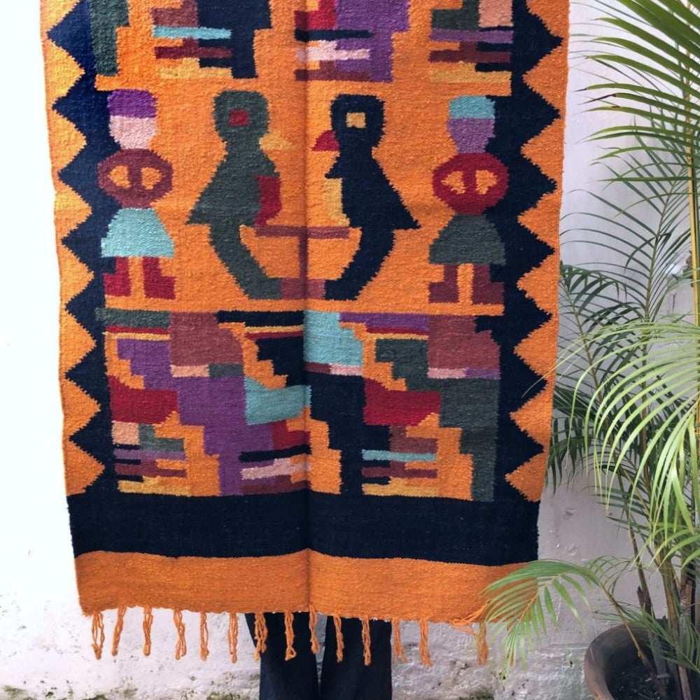 Medium Wool Rug: Quetzal in Ochre