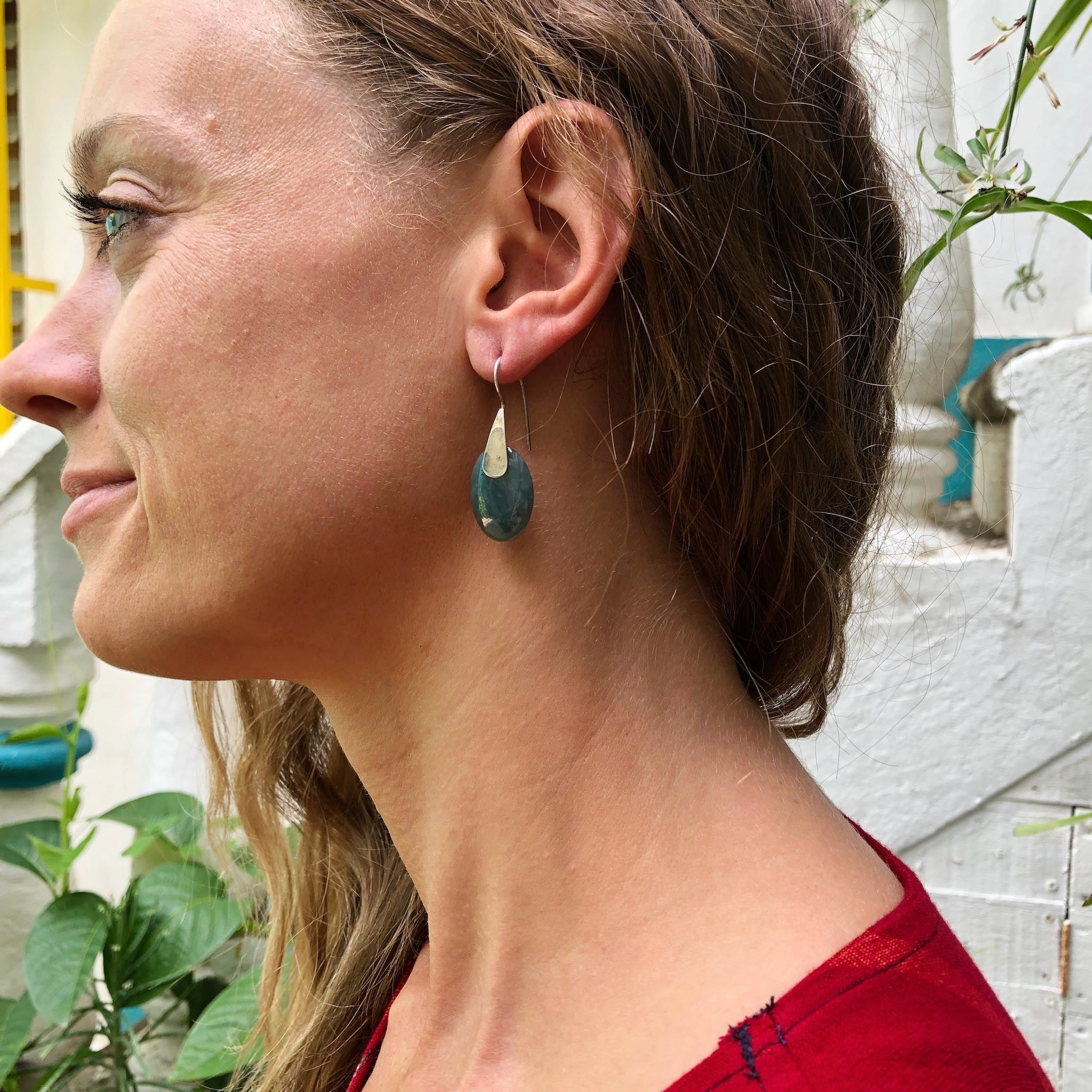 Oval Jade Earrings