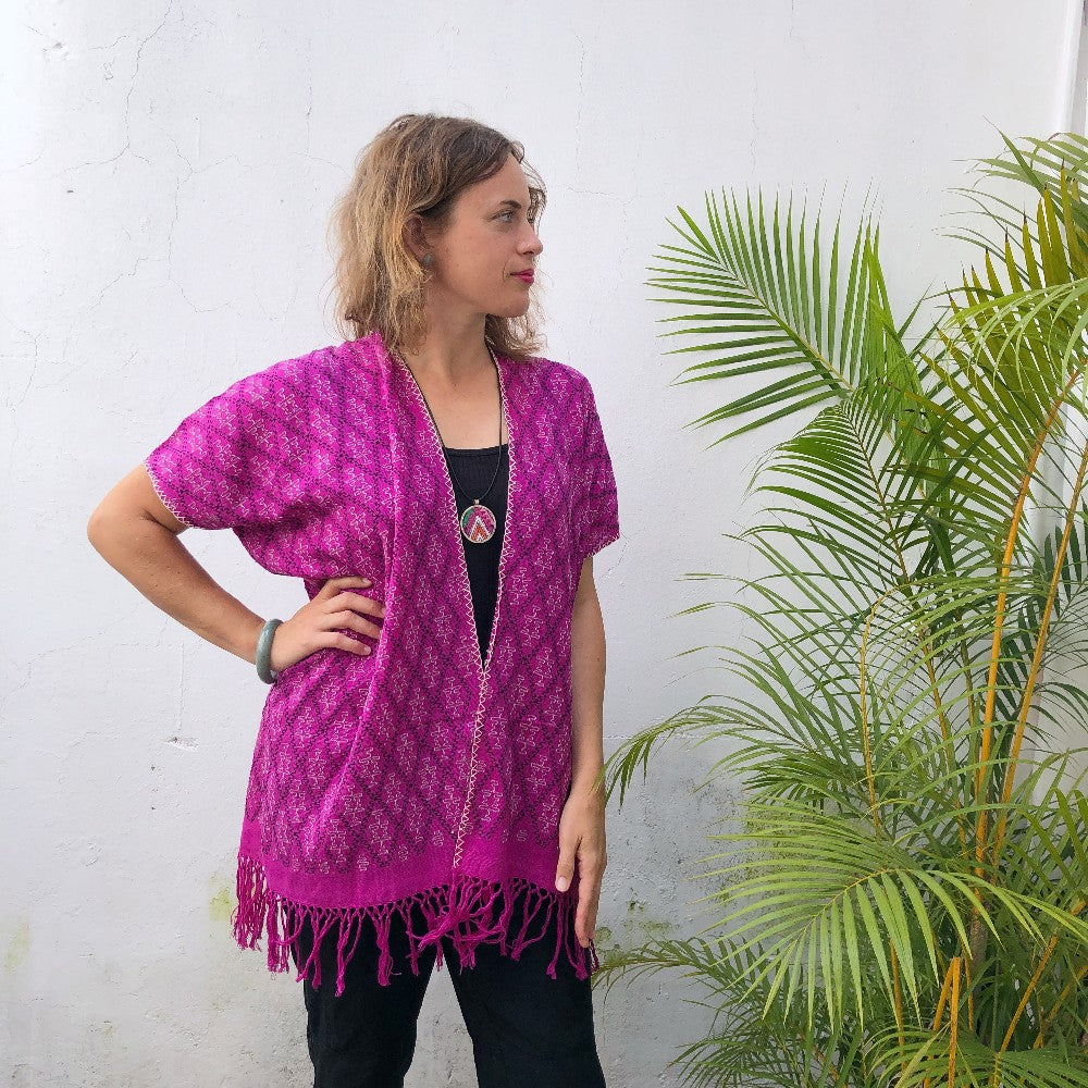 Summer Cardigan Cochineal Pink + Black (M)